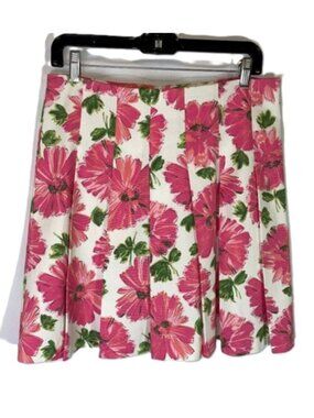 United Colors of Benetton Floral Pleated Mini Skater Skirt Pink White Size M
